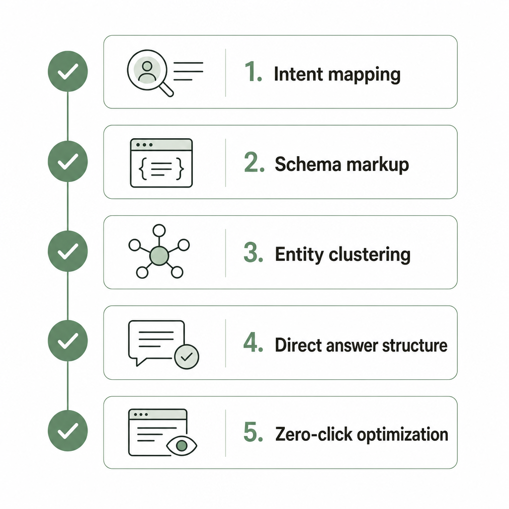 What is the difference between SEO Content Editing and Copywriting? (And Why they are Distinct Professions) Five methodology shifts for SEO editors: intent mapping, schema markup, entity clustering, direct answer structure, zero-click optimization