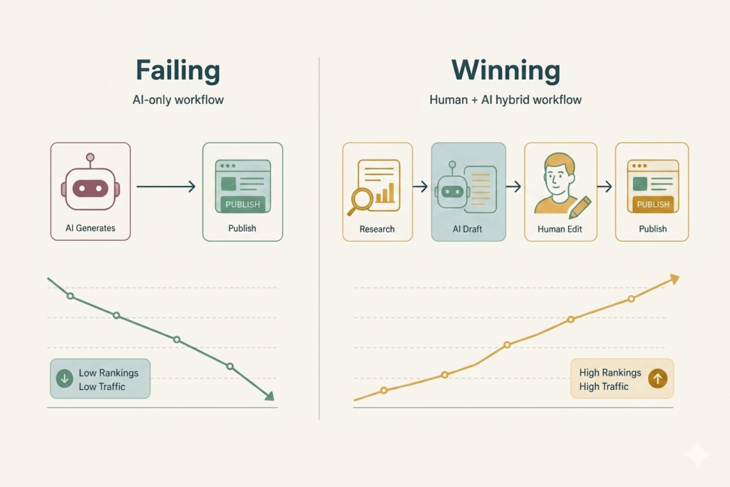 How to Make AI Content That Ranks in 2026 Gemini Generated Image rilcufrilcufrilc SEOL Digital